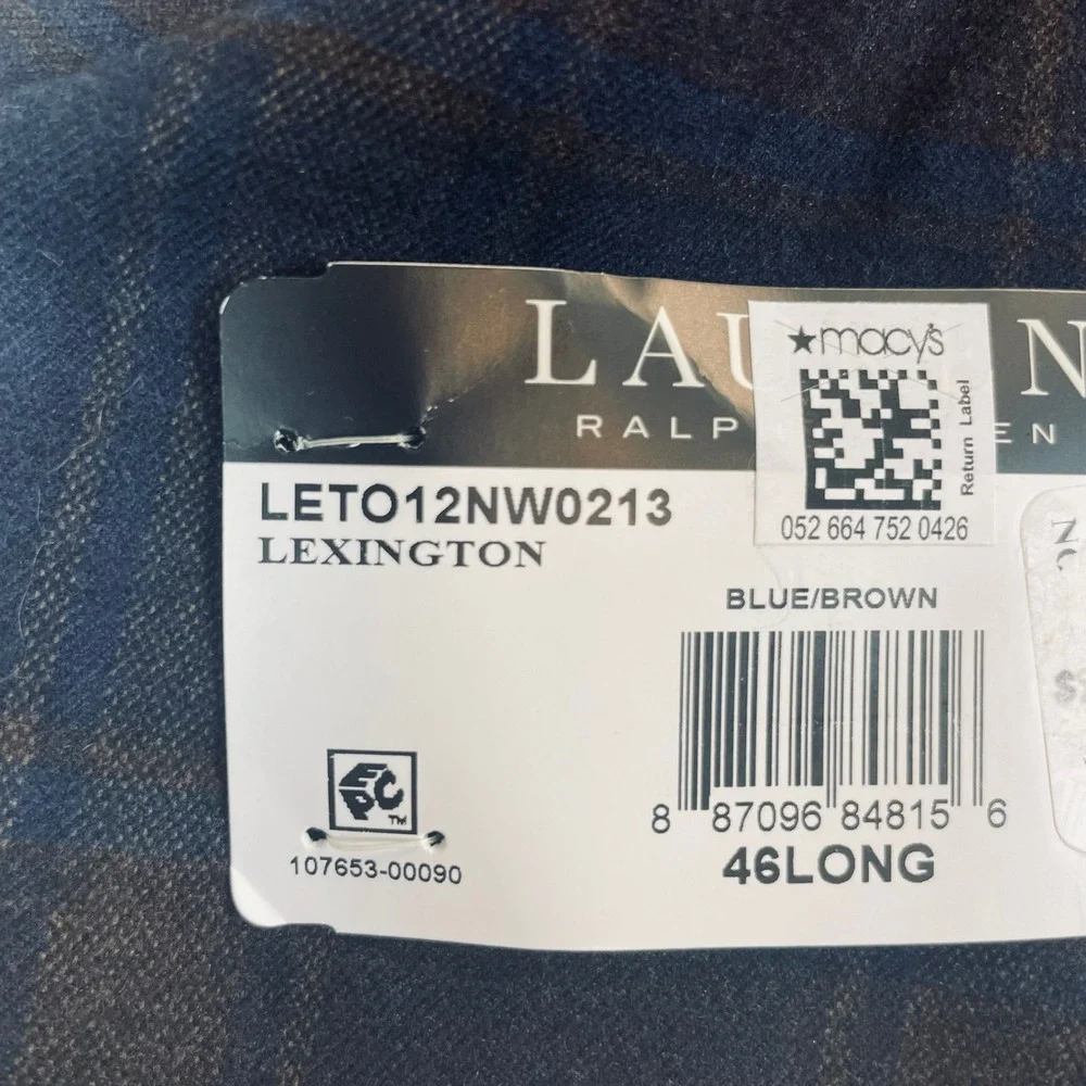 Lauren Ralph Lauren Lexington Sport Coat Mens 46L Plaid Stretch‎ NWT